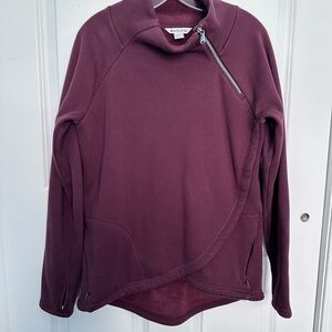 Athleta Cozy Karma Burgundy Super Soft Asymmetrical Pullover Sweatshirt Sz M